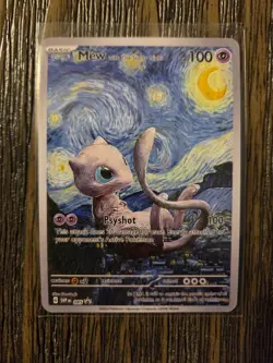Pokemon Mew Starry Night Van Gogh Black Star Promo Fan Art Card - 100 HP - Image 1