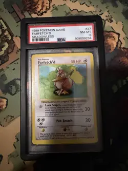 1999 Pokemon Base Set Shadowless Farfetch'd #27 PSA 8 - Image 2