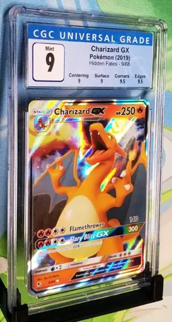 CGC Mint 9 Charizard GX Pokemon 9/68 Hidden Fates - Image 1