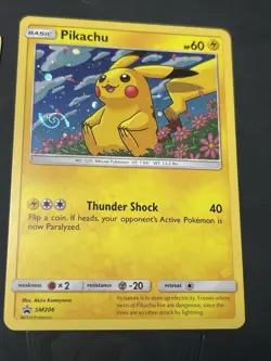 Pokemon Pikachu TCG SM206 Black Star Promo Holo Card Near Mint Condition SWIRL! - Image 1