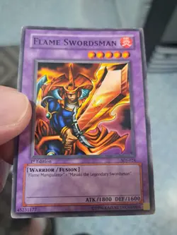 Yugioh Flame Swordsman SDJ-024 Common 1st Ed LP (Bonus Card included) - Image 1