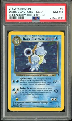 2002 Pokemon Legendary Collection 4 Dark Blastoise Holo PSA 8 Near Mint - Image 1