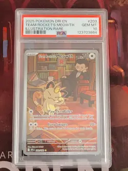 2025 POKEMON DRI EN-DESTINED RIVALS #203 TEAM ROCKET'S MEOWTH PSA 10 - Image 1