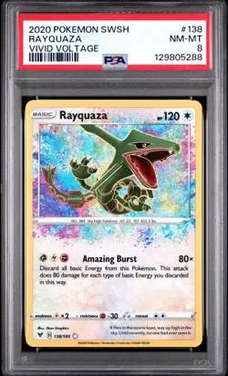 2020 POKEMON SWORD & SHIELD VIVID VOLTAGE #138 RAYQUAZA PSA 8 - Image 1