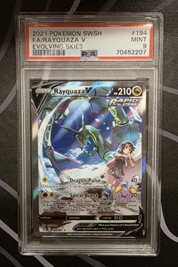 Pokemon Rayquaza V Full Art Holo Ultra Rare SWSH07 Evolving Skies #194 PSA 9 - Image 1