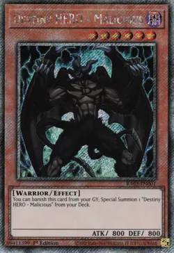 Yugioh Destiny Hero Malicious RA03-EN001 - Platinum Secret Rare - Image 1