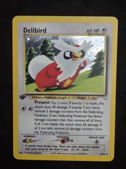 Delibird 5/64 1st Edition Holo Neo Revelation English Pokemon Card WOTC - LP - Image 1