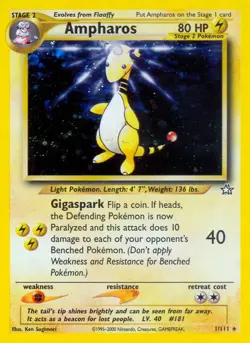 Ampharos - 1/111 - Pokemon Neo Genesis Unlimited Holo Rare Card WOTC NM - Image 1