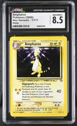 CGC 8.5 Ampharos 2000 Neo Genesis 1/111 Holo Pokemon Card - Image 1