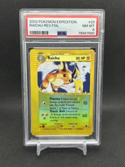 Pokemon PSA 8 NM-MT Raichu 25/165 Expedition Reverse Holo 2002 E-Reader - Image 1