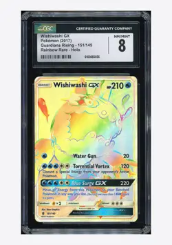 Pokemon CGC 8 Wishiwashi GX Rainbow Rare 2017 151/145 Guardians Rising English - Image 1