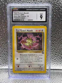Team Rocket's Meowth 2000 Black Star Promos 18 Pokemon Card CGC 9 MINT - Image 1