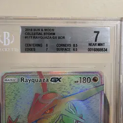 Pokemon Rayquaza GX 177/168 - Secret Rainbow Rare Celestial Storm 2018 BGS 7 NM - Image 2
