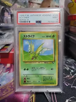 1998 Pokemon Japanese Vending Series III Scyther PSA 9 Mint #123 - Image 1