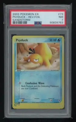 POKEMON EX Sandstorm PSYDUCK 73/100 Common Reverse Holo PSA 7 NM - Image 1