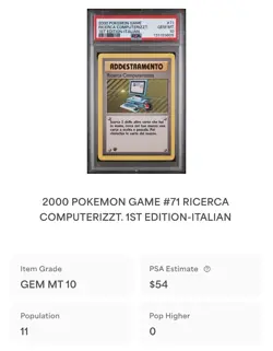 POKEMON PSA 10 RICERCA COMPUTERIZZATA 71/102 SET BASE 1st ITALIANO POP 11!🌏 - Image 4
