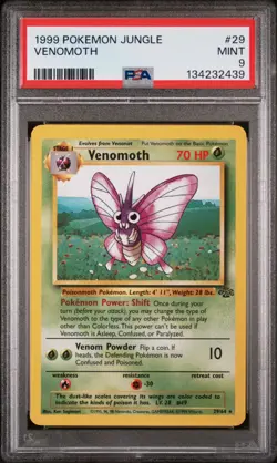 POKEMON CARD 1999 PSA 9 MINT JUNGLE SET Unlimited #29 Venomoth Non Holo - Image 1