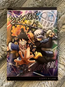 Luffy Trafalgar Law One Piece Wafer Card No.8-10 N Bandai Japan Anime Rare - Image 1