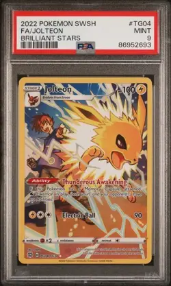 2022 Pokemon Brilliant Stars Jolteon FULL ART HOLO RARE #TG04 PSA 9 MINT - Image 1