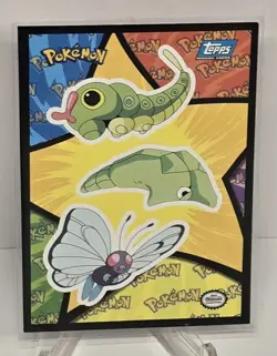 1999 Topps Pokemon Movie Butterfree Metapod Caterpie Evolution Sticker Card NM/M - Image 1