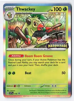 Thwackey 115 - Pokemon Twilight Masquerade Prerelease Stamp Promo Holo Foil NM - Image 1