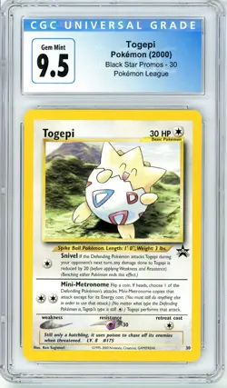 Pokemon Togepi #30 Black Star Promo CGC 9.5 (10) Gem Mint - Image 1