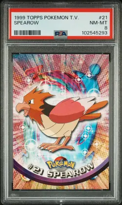 1999 Topps Pokemon TV #21 SPEAROW - GREEN Logo - Fresh Grade - PSA 8 - Image 1