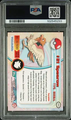 1999 Topps Pokemon TV #21 SPEAROW - GREEN Logo - Fresh Grade - PSA 8 - Image 2