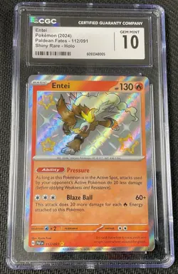 ENTEI Shiny Star Rare Holo 112 CGC 10 GEM MINT 2024 Pokemon Paldean Fates - Image 1