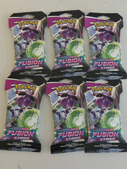 Pokemon TCG Sword & Shield Fusion Strike Sleeved Booster Pack Lot of 6x IN HAND 820650809170 - Image 1