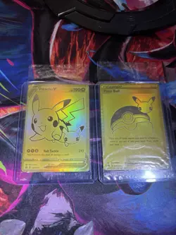 Pokemon Pikachu V SWSH145 & Poke Ball SWSH146 Gold Foil Holo sealed Promo Lot - Image 1