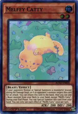 Yugioh! HP Melffy Catty - ROTD-EN018 - Super Rare - 1st Edition Heavily Played, - Image 1