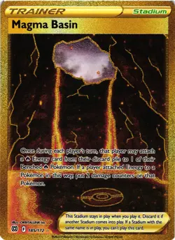 Pokemon TCG Magma Basin (Secret) 185/172 Swsh09: Brilliant Stars Holo NM - Image 1