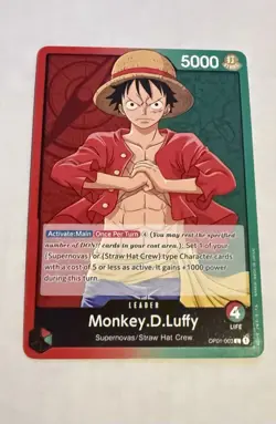 ONE PIECE Card Game Romance Dawn OP01-003 Monkey D Luffy Leader Pre Errata NM - Image 1