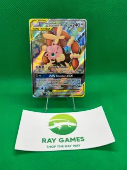 Pokemon TCG Mega Lopunny & Jigglypuff GX 226/236 Cosmic Eclipse Alt Art DMG - Image 1