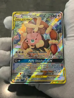 Pokemon TCG Mega Lopunny & Jigglypuff GX 226/236 Cosmic Eclipse Alt Art DMG - Image 3