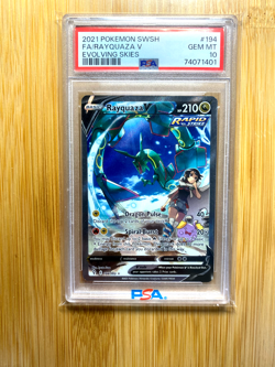 PSA GEM MT 10 Rayquaza V alt Art 194/203 SWSH07 Evolving Skies Holo 2021 Pokemon - Image 1