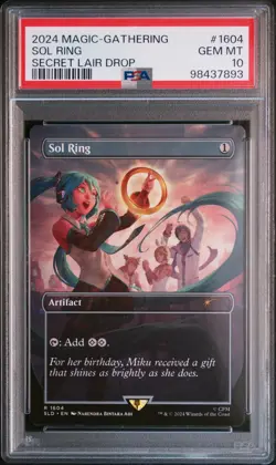 2024 MTG SECRET LAIR DROP HATSUNE MIKU: DIGITAL SENSATION #1604 SOL RING PSA 10 - Image 1