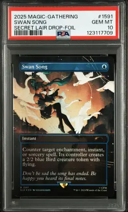 2025 MTG SECRET LAIR DROP HATSUNE MIKU: WINTER DIVA-FOIL #1591 SWAN SONG PSA 10 - Image 1