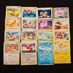 16 Eevee + Evolve Cards Lot Pokemon TCG mix Glaceon Leafeon Jolteon Espeon - Image 1