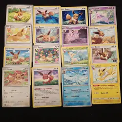 16 Eevee + Evolve Cards Lot Pokemon TCG mix Glaceon Leafeon Jolteon Espeon - Image 5