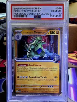 2025 Pokemon Dri En Rocket's Tyranitar Pokemon Center Exclusive #096 psa 10 - Image 1