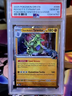 2025 Pokemon Dri En Rocket's Tyranitar Pokemon Center Exclusive #096 psa 10 - Image 2