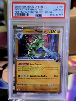2025 Pokemon Dri En Rocket's Tyranitar Pokemon Center Exclusive #096 psa 10 - Image 3