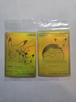 Pikachu v Gold and Pokeball SWSH145/SWSH146 Pokemon TCG Celebrations Sealed!! - Image 1