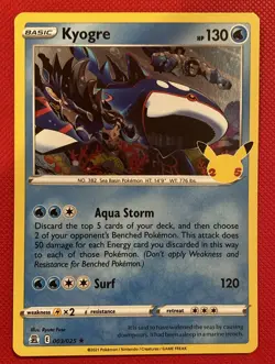 Pokemon TCG Kyogre 003/025 25th Anniversary Celebrations Holo Rare NM - Image 1