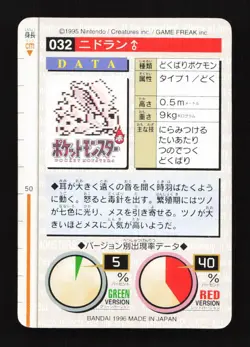 Nidoran No. 032 Carddass Red Monsters Collection 1996 Pokemon Japanese - Image 2