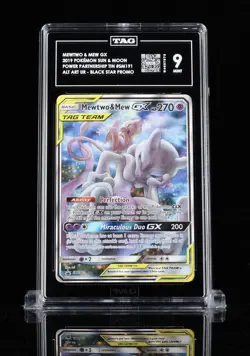 TAG 9 POKEMON MEWTWO & MEW GX BLACK STAR PROMO SM191 POWER PARTNER TIN - Image 1