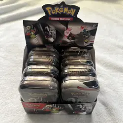 Pokemon Mini Tins Case Black Bolt & White Flare (8 TIN SET ) Display Box NEW - Image 1