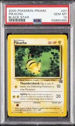 2000 POKEMON PROMO BLACK STAR #27 PIKACHU PSA 10 - Image 1